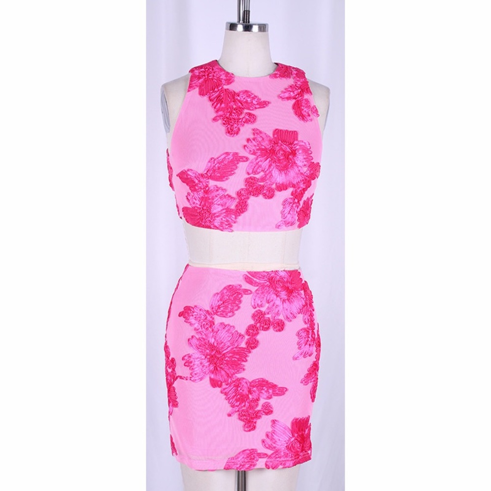 Floral Appliqué Mini Skirt Set - Picture 4 of 5